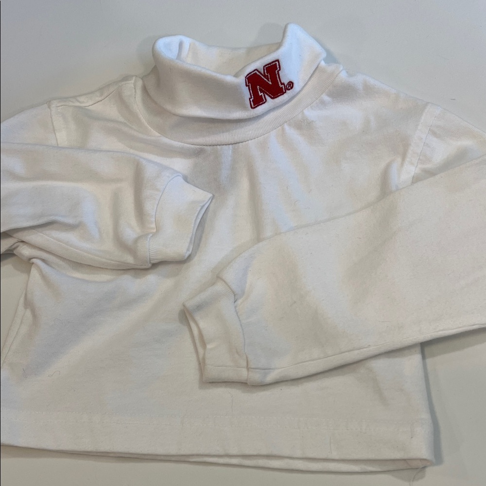 White Kids Turtleneck - Red Husker Logo -‎ 3T